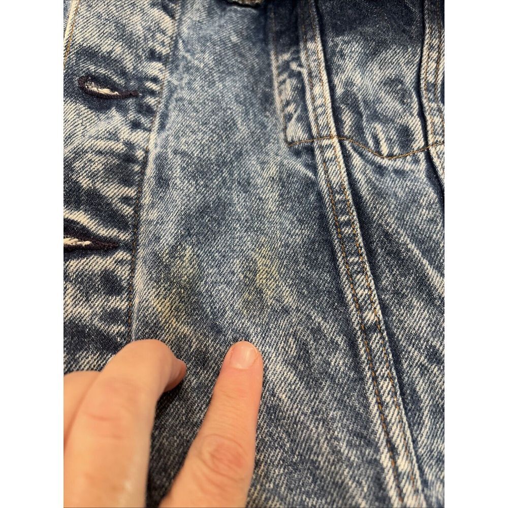 Vintage 80s Levis Denim Jean Acid Distressed Trucker Jacket USA 75068 0219 Sz Sm - Picture 9 of 16